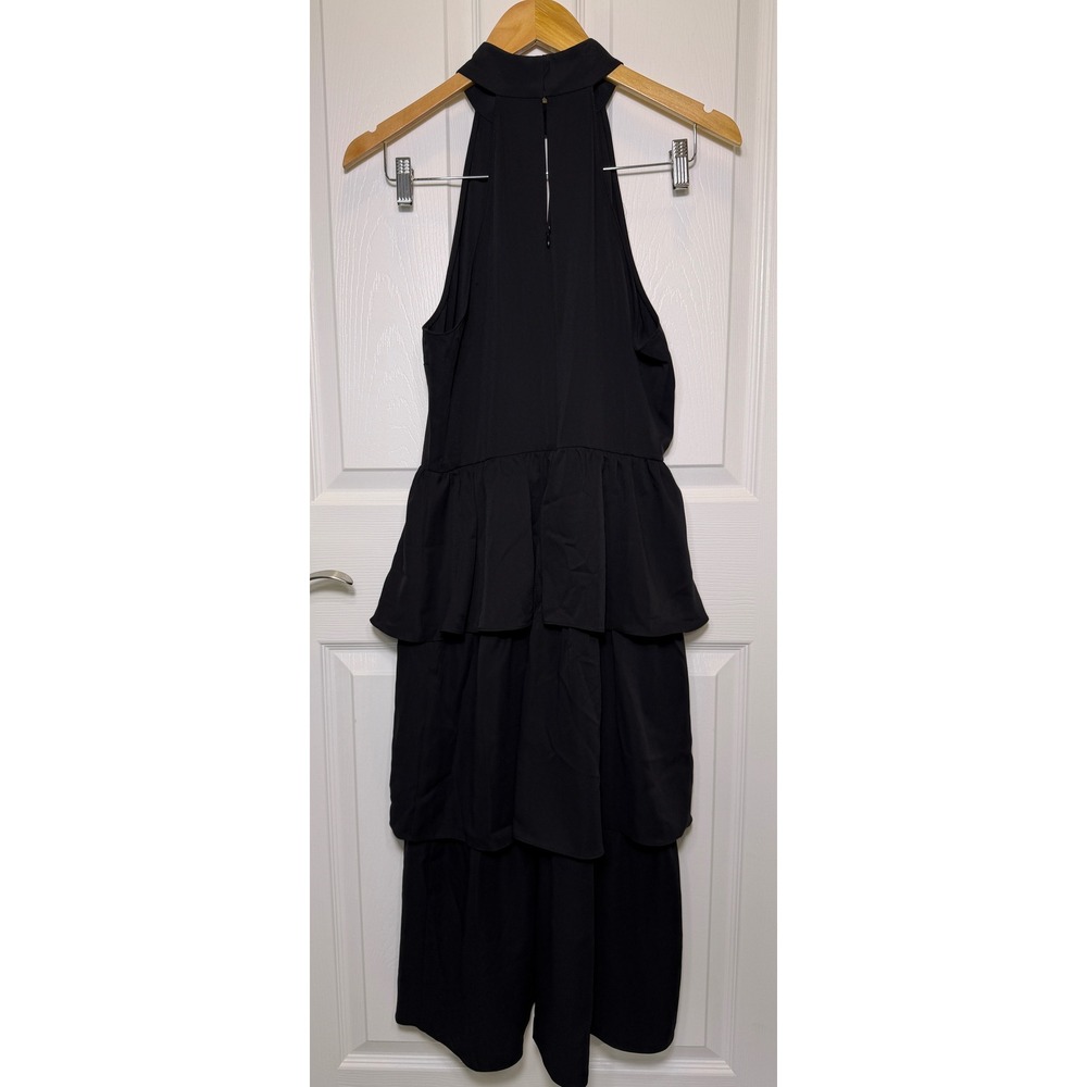 Amanda Uprichard Shanae Dress Women Size‎ M Black Tiered Halter Midi Keyhole NEW - Picture 8 of 12